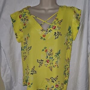 Lily White Yellow Floral Blouse
